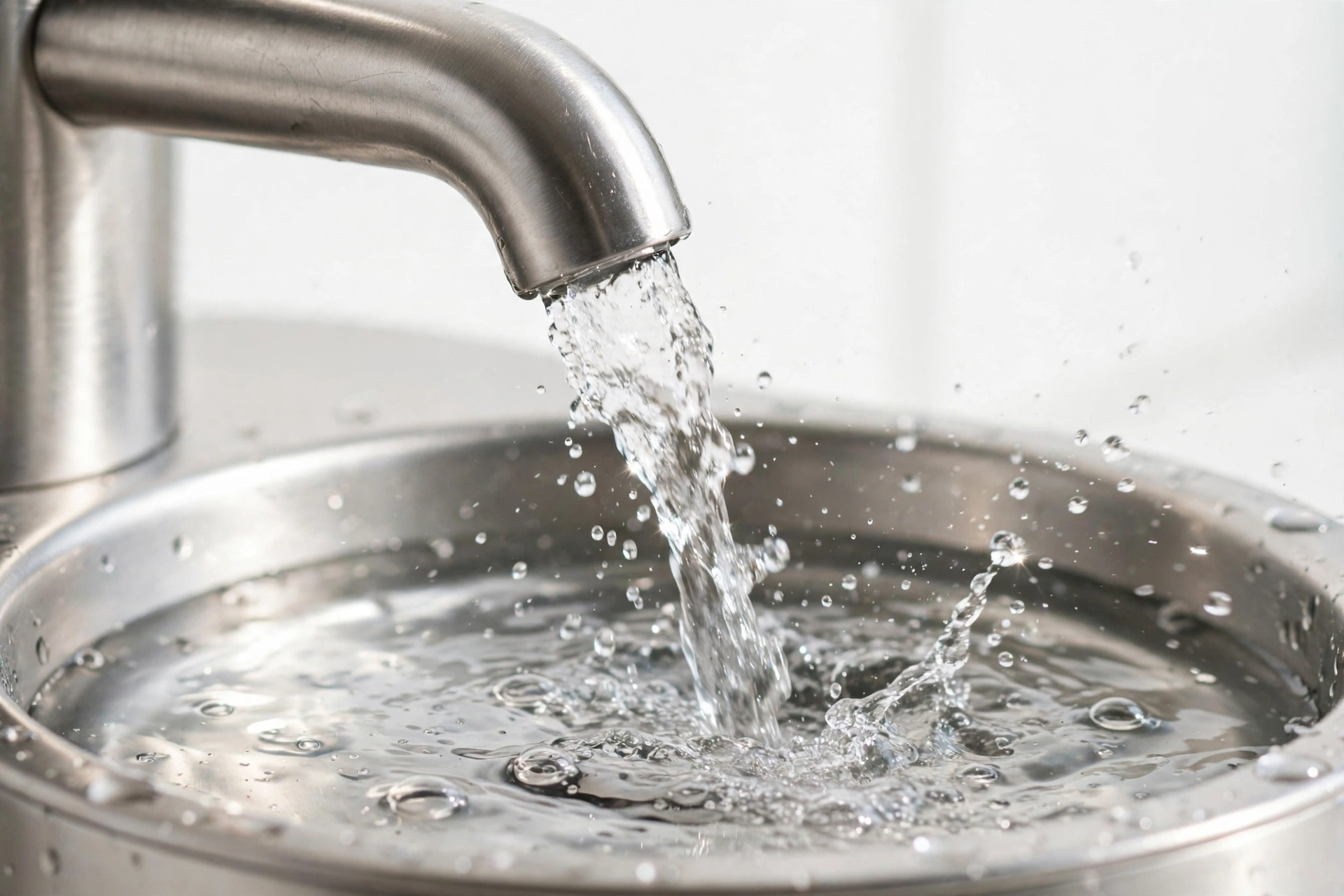 Fresh water streaming from a stainless steel pet fountain